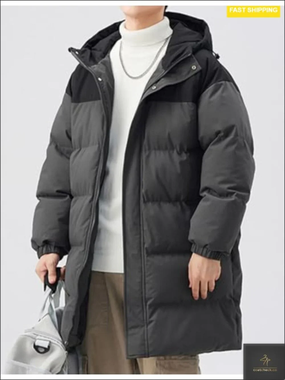 Unisex Mid-Length Quilted Puffer Jacket Windproof Warm Winter Parka Coat